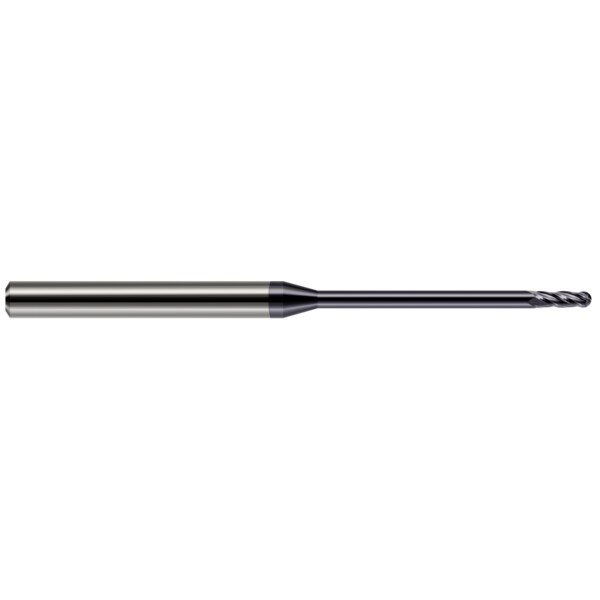Miniature End Mill - 4 Flute - Ball, 0.0620" (1/16), Length of Cut: 0.1860"